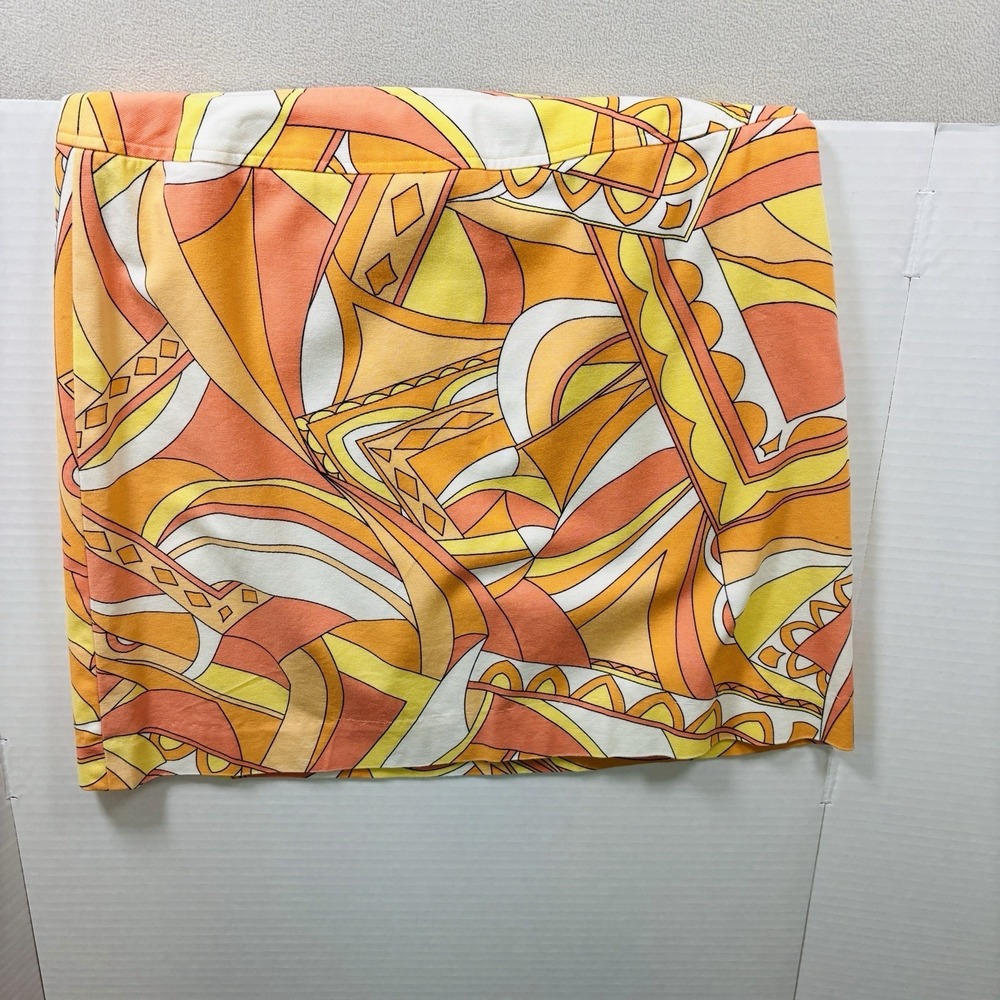 Talbots Petite Floral Cotton Stretch Mini Skirt Pink Orange Yellow Sz P10 Sporty